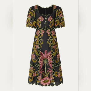 NEW, Farm Rio Ravenala Floral Short Sleeve Midi Dress Multicolor Sz S #MD503